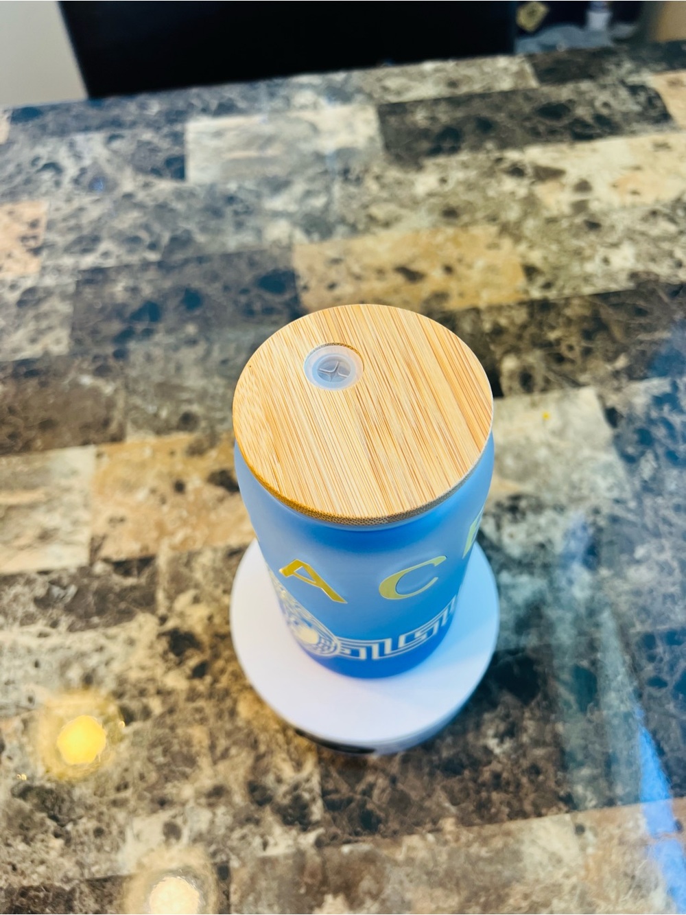 Blue & Yellow Logo 16 oz Glass Tumbler with Bamboo Lid - Picture 6 of 6